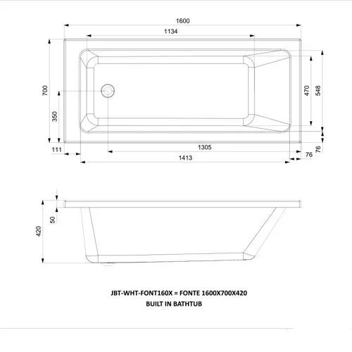 Встраиваемая ванна Jaquar Fonte JBT-WHT-FONT160X Акрил, Белая Встраиваемая ванна Jaquar Fonte JBT-WHT-FONT160X Акрил, Белая