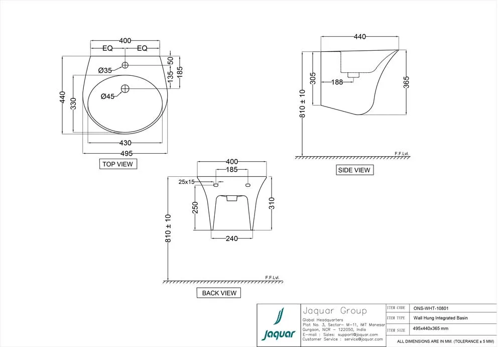Раковина подвесная Jaquar Ornamix Prime ONS-WHT-10801 Белая Раковина подвесная Jaquar Ornamix Prime ONS-WHT-10801 Белая